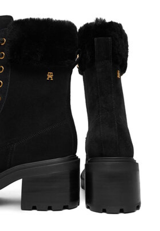 TOMMY HILFIGER - Tommy Hilfiger Trzewiki Th Shearling Lace Up Boot FW0FW08999 Czarny. Kolor: czarny. Materiał: skóra
