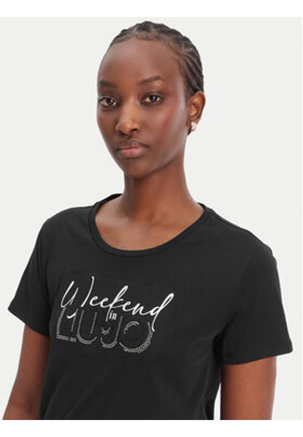 Liu Jo Sport T-Shirt TA6252 JS923 Czarny Regular Fit. Kolor: czarny. Materiał: bawełna. Styl: sportowy