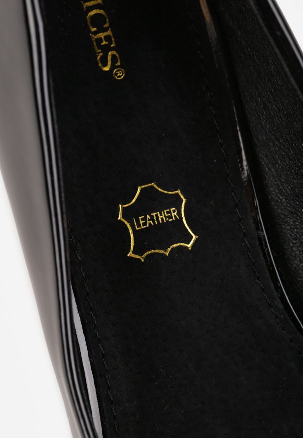 Born2be - Czarne Klasyczne Lakierowane Czółenka Vices na Obcasie ze Skórzaną Wkładką Tinathria. Okazja: na spotkanie biznesowe. Kolor: czarny. Materiał: skóra, lakier. Obcas: na obcasie. Styl: klasyczny. Wysokość obcasa: średni