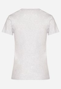 Born2be - Jasnoszary Klasyczny T-shirt z Bawełny Olinisea. Okazja: na co dzień. Kolor: szary. Materiał: bawełna. Styl: klasyczny #7