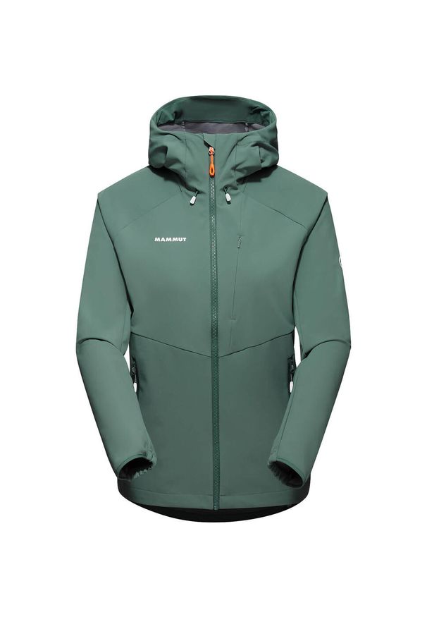 Kurtka trekkingowa damska Mammut Ultimate Comfort. Typ kołnierza: kaptur. Kolor: zielony. Materiał: syntetyk. Sport: turystyka piesza