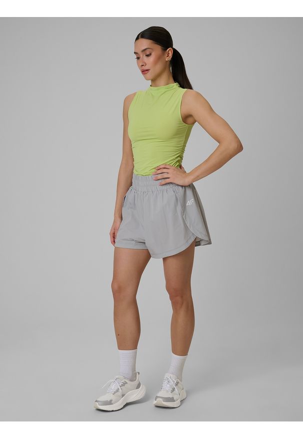 4f - 4F Top treningowy slim szybkoschnący damski - zielony XL. Kolor: zielony. Materiał: włókno, materiał. Sport: fitness, joga i pilates