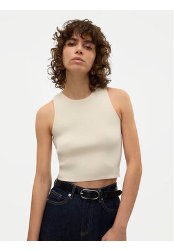 Vero Moda Top Ginny 10300339 Biały Slim Fit. Kolor: biały. Materiał: syntetyk