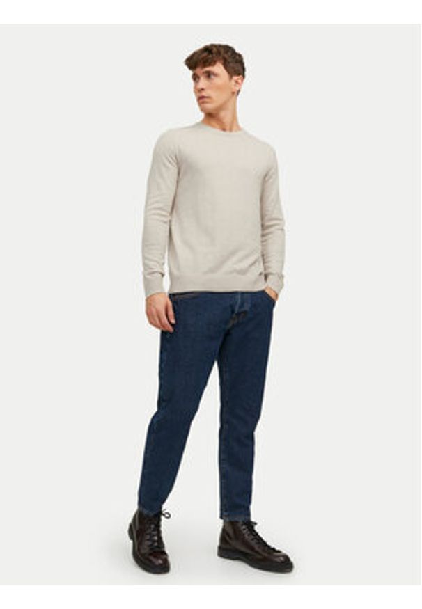 Jack & Jones - Jack&Jones Sweter Emil 12208364 Beżowy Regular Fit. Kolor: beżowy. Materiał: bawełna