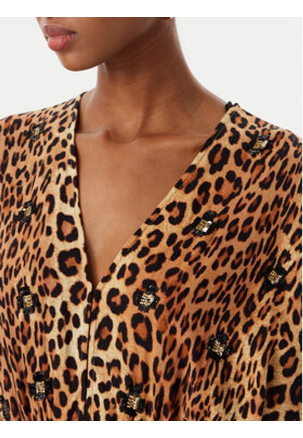 LOLA CASADEMUNT Sukienka letnia LS2616021 Brązowy Relaxed Fit. Kolor: brązowy. Materiał: wiskoza. Sezon: lato