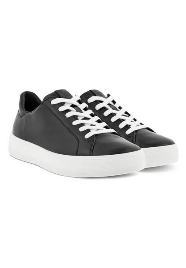 ecco - Buty do chodzenia damskie Ecco Sneaker Street Tray. Kolor: czarny. Materiał: skóra. Szerokość cholewki: normalna. Sport: turystyka piesza