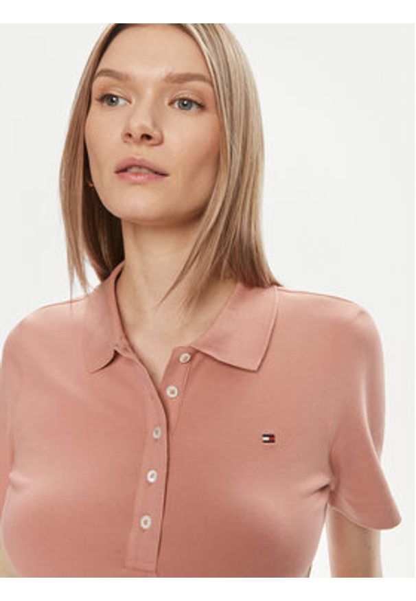 TOMMY HILFIGER - Tommy Hilfiger Polo 1985 WW0WW37823 Różowy Slim Fit. Typ kołnierza: polo. Kolor: różowy. Materiał: bawełna