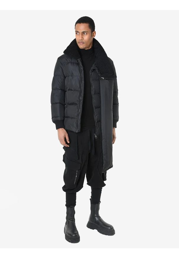 La Haine Inside Us Kurtka Zimowa | LM032 | Mężczyzna | Czarny. Okazja: na spacer. Kolor: czarny. Materiał: poliamid. Wzór: jednolity. Sezon: zima. Styl: elegancki