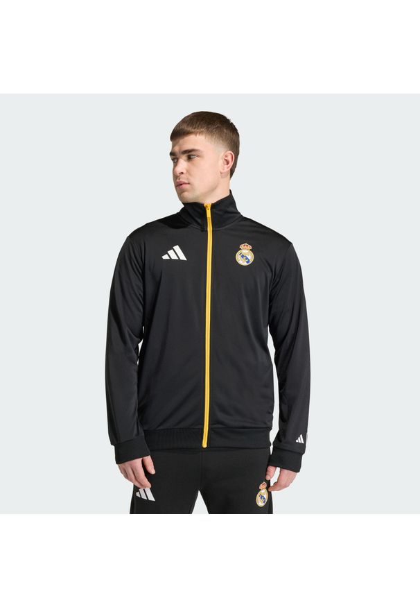 Adidas - Bluza dresowa adidas Real Madrid Avengers. Kolor: czarny. Materiał: dresówka. Wzór: motyw z bajki. Sport: piłka nożna