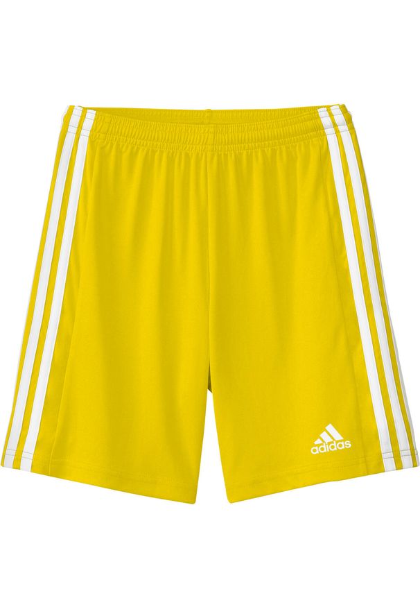 Adidas - Spodenki piłkarskie dla dzieci adidas Squadra 21. Kolor: biały, żółty, wielokolorowy. Styl: sportowy