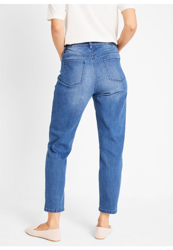 Niebieskie jeansy bonprix w kolorowe wzory