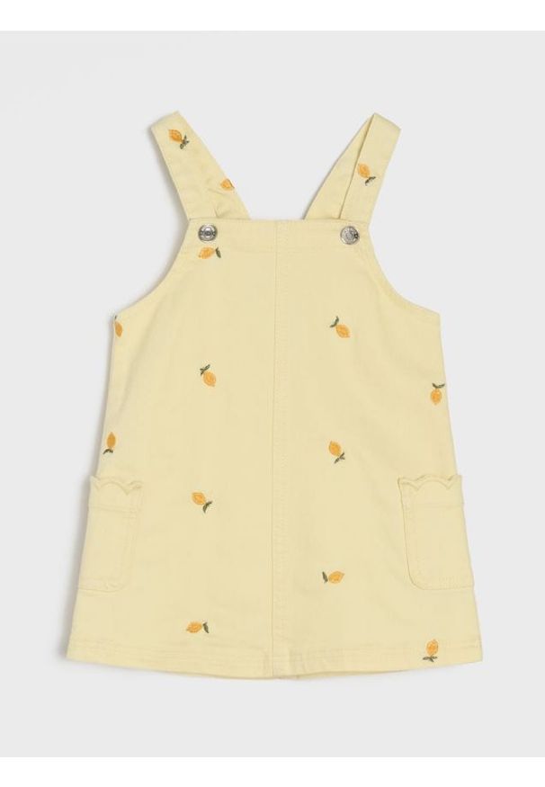 Sinsay - Sukienka ogrodniczka z motywem cytryn - żółty. Kolor: żółty