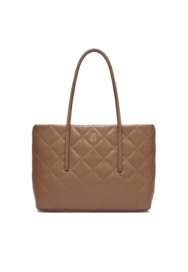 Calvin Klein Torebka Quilted Small Tote LV04F3325G Beżowy. Kolor: beżowy. Materiał: skórzane