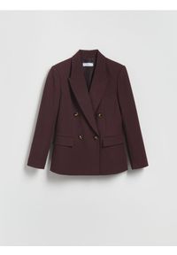 Reserved - Dwurzędowa marynarka - burgundowy. Kolor: czerwony. Materiał: wiskoza, tkanina. Wzór: gładki #1
