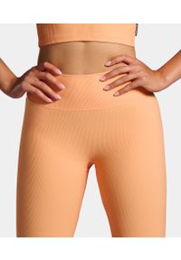 NORDICDOTS - Legginsy Rib sportowe damskie. Kolor: pomarańczowy. Materiał: nylon. Sport: joga i pilates, fitness