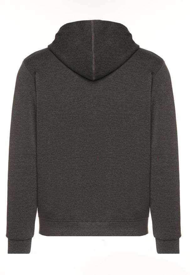 Born2be - Ciemnoszara Bluza z Kapturem i Kangurkową Kieszenią Envila. Okazja: na co dzień. Typ kołnierza: kaptur. Kolor: szary. Materiał: jeans. Styl: casual, elegancki