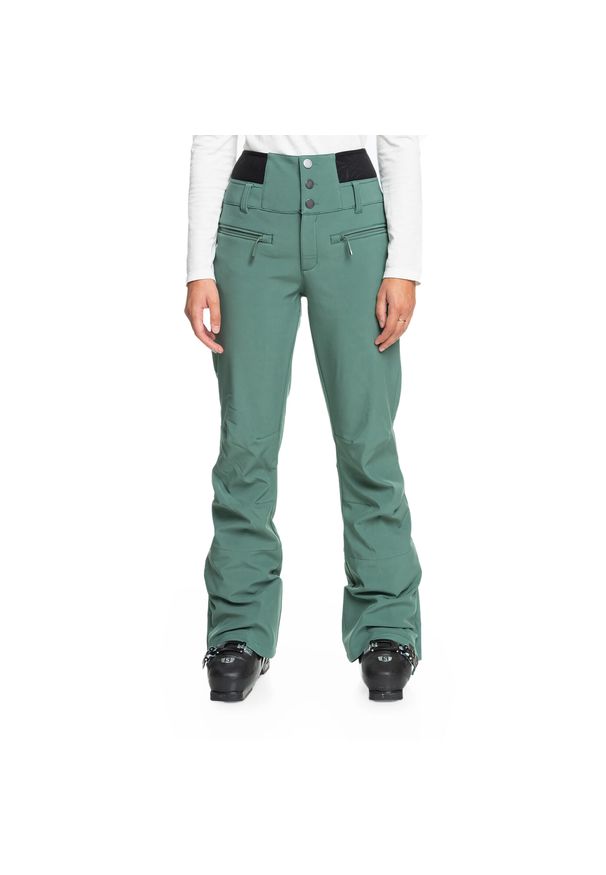 Roxy - Spodnie snowboardowe damskie ROXY Rising High. Kolor: zielony. Sezon: zima. Sport: snowboard
