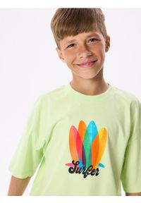 Reserved - Bawełniany t-shirt z nadrukiem - jasnozielony. Kolor: zielony. Materiał: bawełna. Wzór: nadruk #1