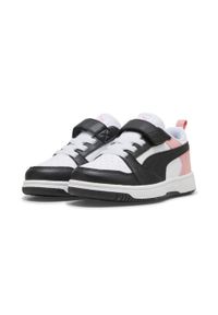 Puma - Dziecięce sneakersy PUMA Rebound V6 Lo PUMA White Black Pink Fruit. Kolor: biały, wielokolorowy, różowy, czarny
