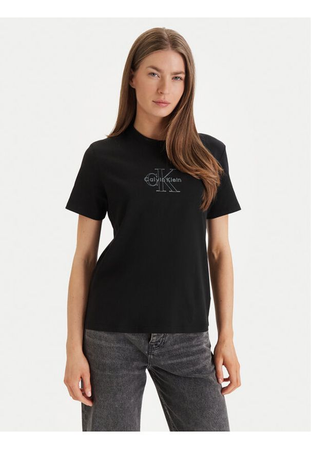 Calvin Klein Jeans T-Shirt LV047F831G Czarny Regular Fit. Kolor: czarny. Materiał: bawełna