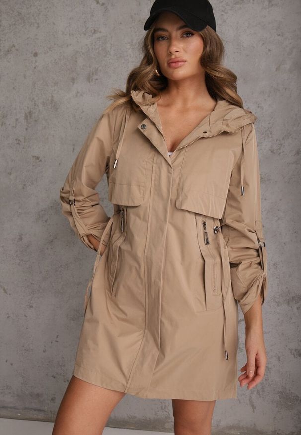 Renee - Brązowa Przejściowa Kurtka Parka z Rękawami z Możliwością Podpięcia Tinarae. Okazja: na spacer. Kolor: brązowy