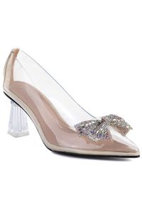 Transparentne czółenka z kokardą na ozobnym obcasie Vinceza 62275. Materiał: tworzywo sztuczne. Szerokość cholewki: normalna. Wzór: aplikacja. Obcas: na obcasie. Styl: elegancki. Wysokość obcasa: średni #1