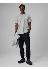 4f - 4F T-shirt regular z nadrukiem męski - szary XL. Okazja: na co dzień. Kolor: szary. Materiał: dzianina, bawełna, materiał. Długość: długie. Wzór: nadruk. Styl: casual #2