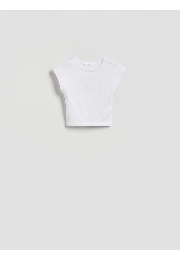 Reserved - Dzianinowy top z modalem - biały. Kolor: biały. Materiał: dzianina