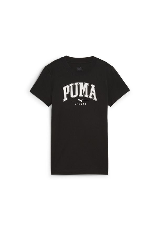 Puma - Damska koszulka z nadrukiem PUMA SQUAD PUMA Black. Kolor: czarny. Wzór: nadruk. Sport: joga i pilates