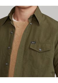 Ralph Lauren - RALPH LAUREN - Zielona koszula Utility Classic Fit. Typ kołnierza: polo, button down. Kolor: zielony. Długość rękawa: długi rękaw. Długość: długie. Wzór: aplikacja. Styl: klasyczny #3