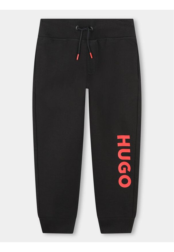 Hugo Spodnie dresowe G00042 S Czarny Regular Fit. Kolor: czarny. Materiał: bawełna