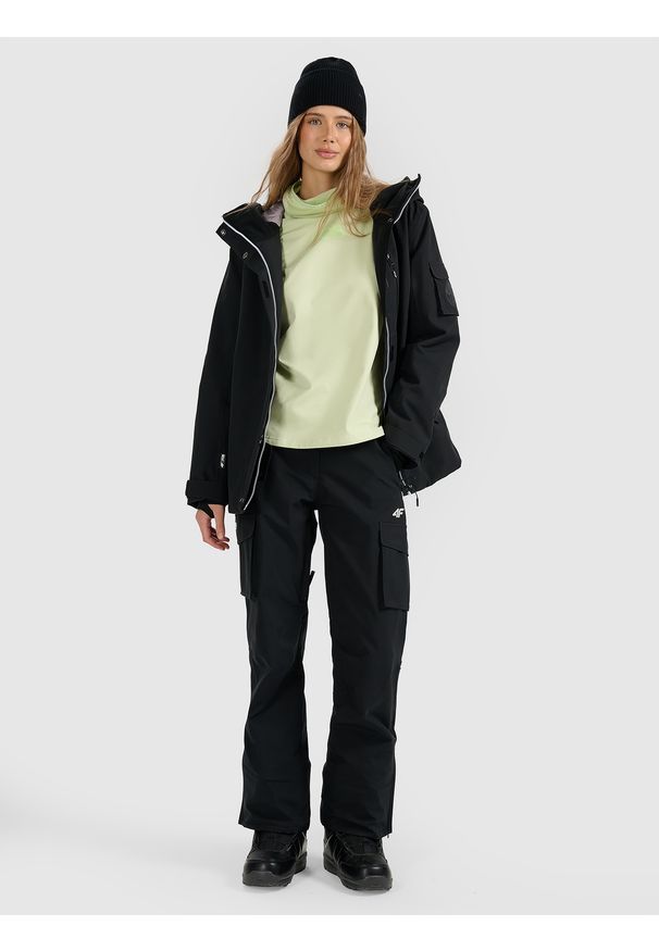 4f - 4F Spodnie snowboardowe membrana 15000 damskie - czarne M. Kolor: czarny. Materiał: materiał. Sezon: zima. Sport: snowboard