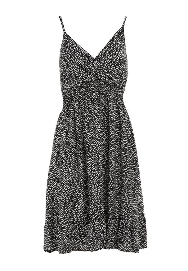 Born2be - Czarna Sukienka Agalena. Typ kołnierza: dekolt kopertowy. Kolor: czarny. Materiał: bawełna. Długość rękawa: na ramiączkach. Typ sukienki: kopertowe. Długość: mini