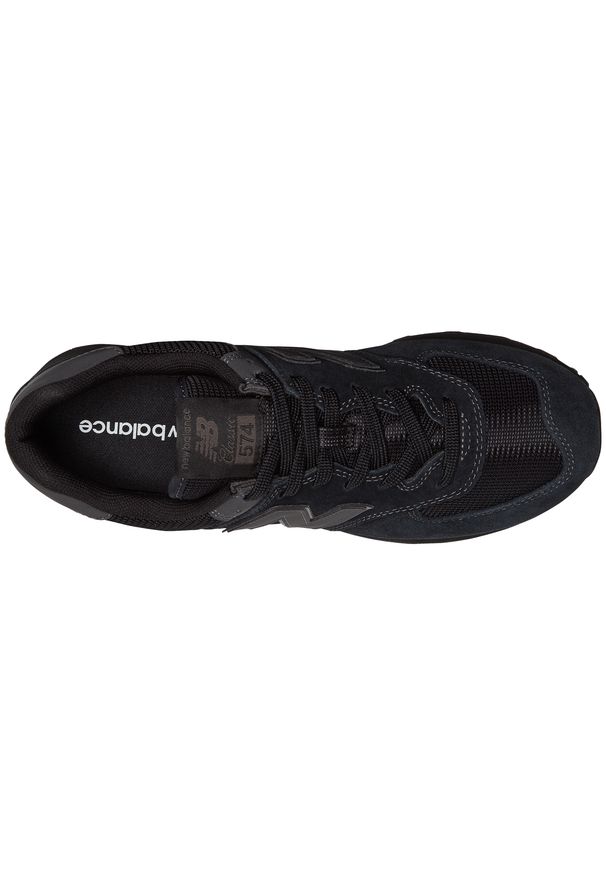 Buty męskie New Balance ML574EVE - czarne. Okazja: na co dzień. Kolor: czarny. Materiał: guma, zamsz, syntetyk, materiał. Szerokość cholewki: normalna. Model: New Balance 574