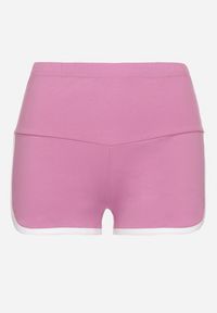 Born2be - Fioletowe Bawełniane Szorty Dresowe z Lamówką Lirevive. Okazja: na co dzień, na spacer. Kolor: fioletowy. Materiał: dresówka, bawełna. Styl: sportowy, klasyczny, elegancki, casual