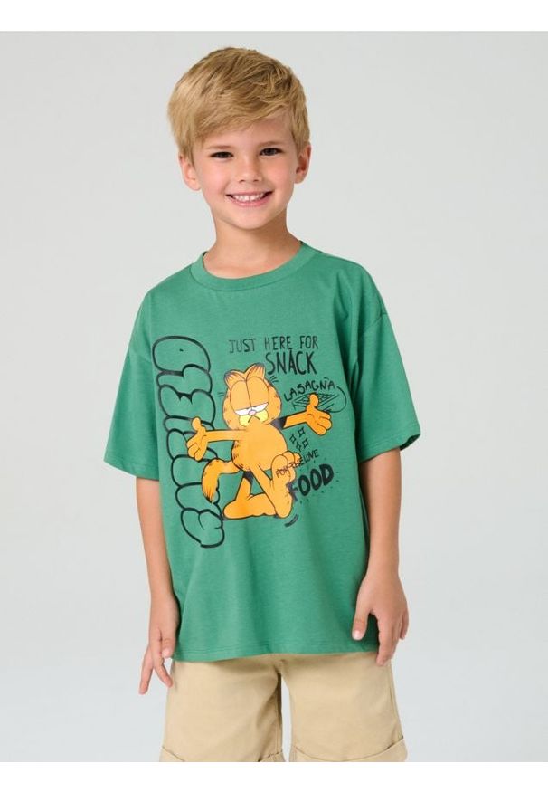 Sinsay - Koszulka Garfield - zielony. Kolor: zielony