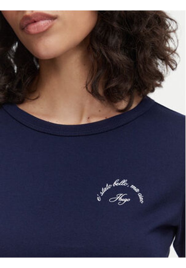 Hugo - HUGO T-Shirt Deloris 5 50571074 Granatowy Regular Fit. Kolor: niebieski. Materiał: bawełna