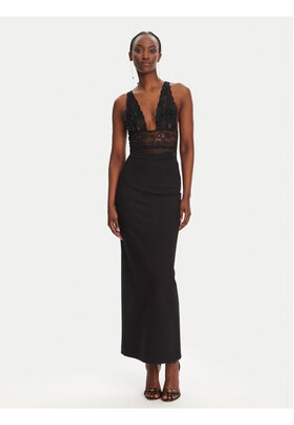 Elisabetta Franchi Body BO03452E2 110 Czarny Regular Fit. Kolor: czarny. Materiał: syntetyk