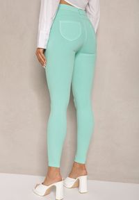 Renee - Miętowe Skinny Jeansy z Bawełną High Waist Lorie. Okazja: na co dzień. Stan: podwyższony. Kolor: zielony. Styl: casual, elegancki, wizytowy