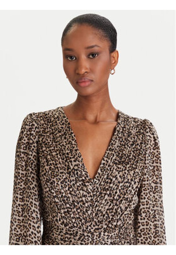 Guess Sukienka koktajlowa W5YK20 WDW82 Beżowy Regular Fit. Kolor: beżowy. Materiał: syntetyk. Styl: wizytowy