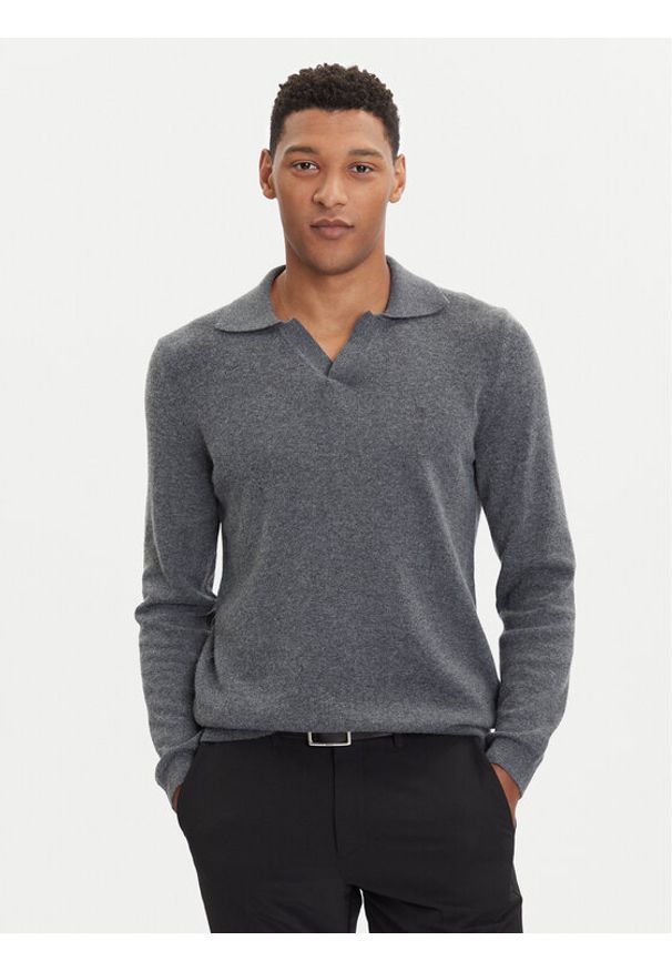 Marc O'Polo Sweter 529 5144 60150 Szary Regular Fit. Typ kołnierza: polo. Kolor: szary. Materiał: bawełna