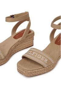TOMMY HILFIGER - Tommy Hilfiger Espadryle Tommy Hilfiger Espad Mid Wedge FW0FW08805 Beżowy. Kolor: beżowy. Materiał: materiał #3