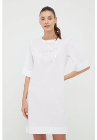 Emporio Armani Underwear koszula nocna bawełniana kolor biały bawełniana. Kolor: biały. Materiał: bawełna. Długość: krótkie. Wzór: nadruk