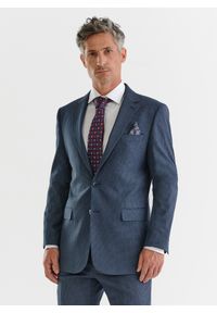 Pako Lorente - PAKO LORENTE – Granatowa marynarka garniturowa w pepitkę. Okazja: na ślub cywilny, na wesele. Kolor: niebieski. Styl: elegancki