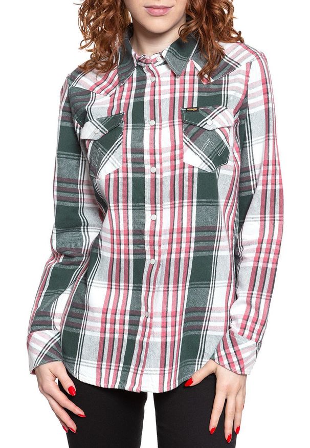 Wrangler - KOSZULA WRANGLER BOYFRIEND WESTERN PINE W5Q1LKG01 112130286. Okazja: na co dzień. Materiał: materiał. Styl: casual