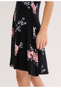 bonprix - Sukienka z dżerseju z mieszanki wiskozy. Typ kołnierza: dekolt w serek. Kolor: czarny. Materiał: jersey, wiskoza #3