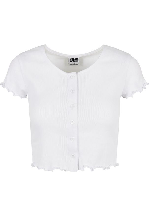 Koszulka damska Urban Classics cropped button up rib. Kolor: biały