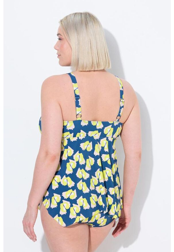 ULLA POPKEN - Damskie Tankini miękkie miseczki ramiączka z regulacją z recyklingu. Kolekcja: plus size. Kolor: niebieski. Materiał: poliester, elastan, poliamid, materiał