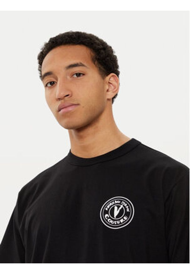 Versace Jeans Couture T-Shirt 78GAHE07 Czarny Regular Fit. Kolor: czarny. Materiał: bawełna