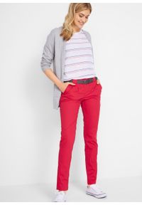 Spodnie chino ze stretchem bonprix czerwony. Kolor: czerwony. Materiał: bawełna #7